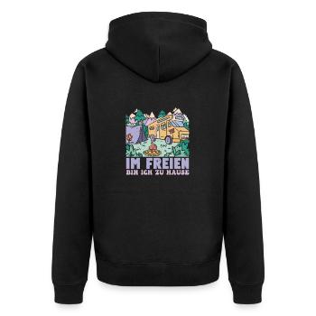 Wohnwagen Wohnmobil Camping Spruch - Unisex Premium Bio Zip Hoodie - Schwarz - Hinten - Nico (187cm)
