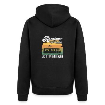 Wohnwagen Wohnmobil Camping Spruch - Unisex Premium Bio Zip Hoodie - Schwarz - Hinten - Nico (187cm)