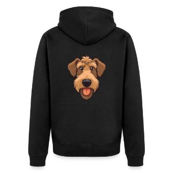 Airedale Terrier Head: Bande dessinée Cartoon Dogs Love - Veste à capuche bio Premium Unisexe - noir - Dos - Nico (187cm)