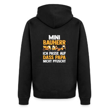 Bagger Bauherr - Unisex Premium Bio Zip Hoodie - Schwarz - Hinten - Nico (187cm)