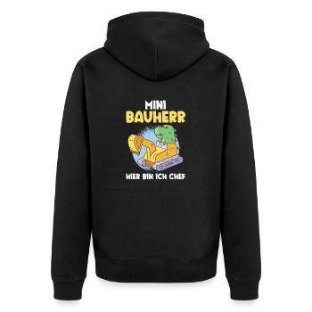 Dinosaurier Bagger Bauherr - Unisex Premium Bio Zip Hoodie - Schwarz - Hinten - Nico (187cm)