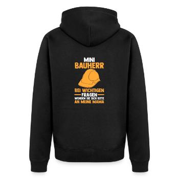 Bauherr - Unisex Premium Bio Zip Hoodie - Schwarz - Hinten - Nico (187cm)