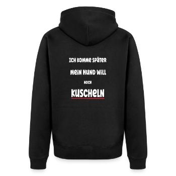 Prioritäten setzen als Hundehalter Geschenkidee - Unisex Premium Bio Zip Hoodie - Schwarz - Hinten - Nico (187cm)