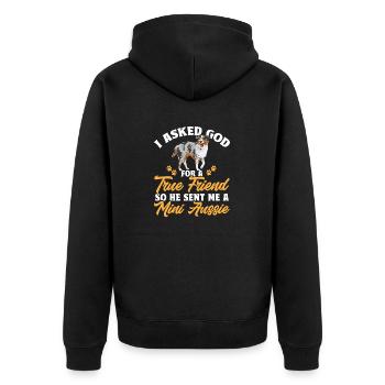 Miniature Australian Shepherd - Unisex Premium Organic Zip Hoodie - black - Back - Nico (187cm)