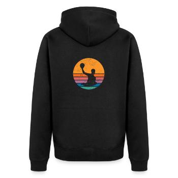 Retro Wasserball Spieler Vintage Wasserball Fan - Unisex Premium Bio Zip Hoodie - Schwarz - Hinten - Nico (187cm)
