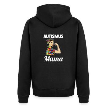 Autismus Mama Mutter Autist Autisten - Unisex Premium Bio Zip Hoodie - Schwarz - Hinten - Nico (187cm)