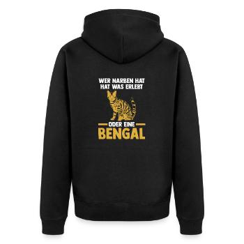 Katze Bengalkatze - Unisex Premium Bio Zip Hoodie - Schwarz - Hinten - Nico (187cm)