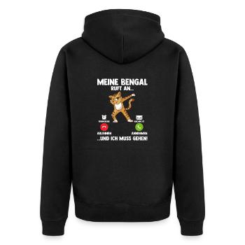 Katze Bengalkatze - Unisex Premium Bio Zip Hoodie - Schwarz - Hinten - Nico (187cm)