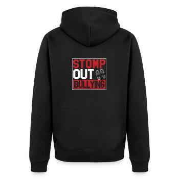 Stomp Out Bullying Funny Back To School Bildung - Unisex Premium Bio Zip Hoodie - Schwarz - Hinten - Nico (187cm)