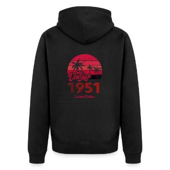 Vintage Year 1951 Limited Edition Red - Unisex Premium Organic Zip Hoodie - black - Back - Nico (187cm)