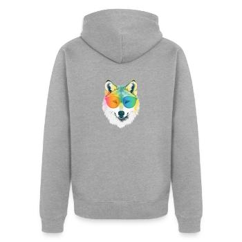 White Wolf Rainbow Sunglass Frame Wolves Graphique - Veste à capuche bio Premium Unisexe - gris chiné - Dos - Nico (187cm)