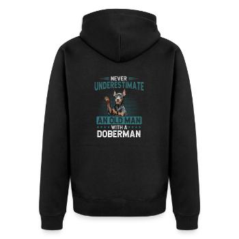 Doberman Pinscher Dog Dobie - Unisex Premium Organic Zip Hoodie - black - Back - Nico (187cm)