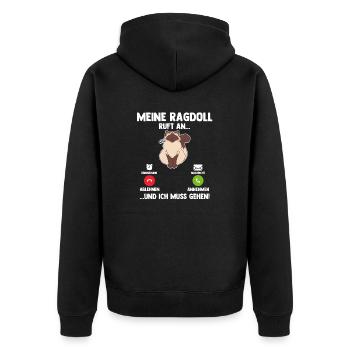 Ragdollkatze Katze - Unisex Premium Bio Zip Hoodie - Schwarz - Hinten - Nico (187cm)