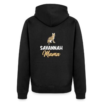 Savannah Katze - Unisex Premium Bio Zip Hoodie - Schwarz - Hinten - Nico (187cm)