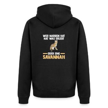 Savannah Katze - Unisex Premium Bio Zip Hoodie - Schwarz - Hinten - Nico (187cm)