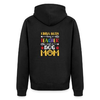 Somehow busy as a teacher and dog mother - Unisex Premium Organic Zip Hoodie - black - Back - Nico (187cm)