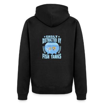 Easily Distracted By Fish Tanks Aquarium Owner Fis - Unisex Premium Bio Zip Hoodie - Schwarz - Hinten - Nico (187cm)