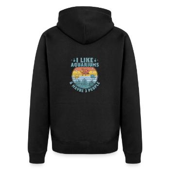 I Like Aquariums & Maybe 3 People Aquarium Owner - Unisex Premium Bio Zip Hoodie - Schwarz - Hinten - Nico (187cm)