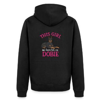Doberman Pinscher Dog Dobie - Unisex Premium Organic Zip Hoodie - black - Back - Nico (187cm)