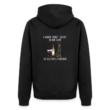 Doberman Pinscher Dog Dobie - Unisex Premium Organic Zip Hoodie - black - Back - Nico (187cm)
