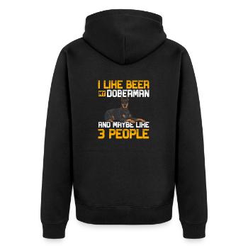 Doberman Pinscher Dog Dobie - Unisex Premium Organic Zip Hoodie - black - Back - Nico (187cm)