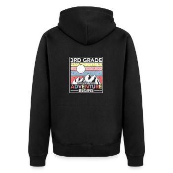 3. Klasse Wo das Abenteuer beginnt Lehrer - Unisex Premium Bio Zip Hoodie - Schwarz - Hinten - Nico (187cm)