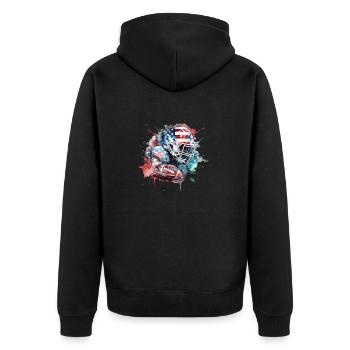 American Football Sport Present - Unisex Premium Organic Zip Hoodie - black - Back - Nico (187cm)