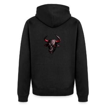 Bulle mit roten Augen Stier Aktien Aktienmarkt - Unisex Premium Bio Zip Hoodie - Schwarz - Hinten - Nico (187cm)