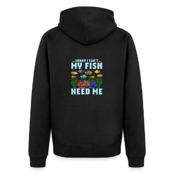 Sorry I Can't My Fish Need Me Aquarium Owner Fish - Unisex Premium Bio Zip Hoodie - Schwarz - Hinten - Nico (187cm)