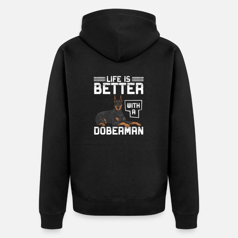 Doberman Pinscher Chien Dobie - Veste à capuche bio Premium Unisexe - noir