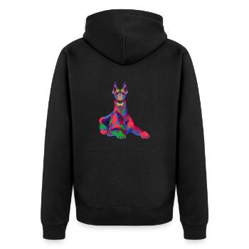 Doberman Pinscher Dog Dobie - Unisex Premium Organic Zip Hoodie - black - Back - Nico (187cm)