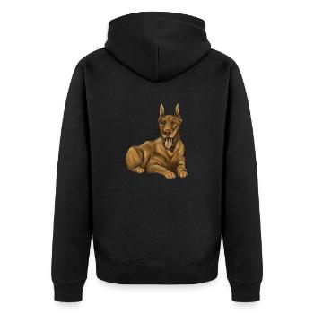 Doberman Pinscher Dog Dobie - Unisex Premium Organic Zip Hoodie - black - Back - Nico (187cm)