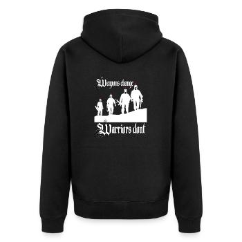 Waffen ändern sich Krieger nicht Soldaten Sparta - Unisex Premium Bio Zip Hoodie - Schwarz - Hinten - Nico (187cm)