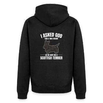Scottish Terrier Scottie Dog - Unisex Premium Organic Zip Hoodie - black - Back - Nico (187cm)
