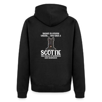 Scottish Terrier Scottie Dog - Unisex Premium Organic Zip Hoodie - black - Back - Nico (187cm)