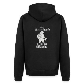 Kettenhemd ist in der Wäsche Buhurt Ritter Hema - Unisex Premium Bio Zip Hoodie - Schwarz - Hinten - Nico (187cm)