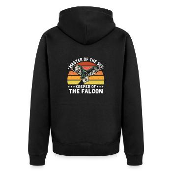 Meister Des Himmels Hüter Des Falken Falknerei - Unisex Premium Bio Zip Hoodie - Schwarz - Hinten - Nico (187cm)