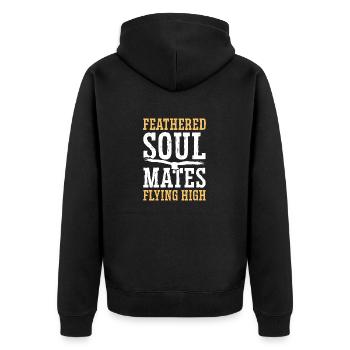 Gefiederte Seelenverwandte Flying High Falcon - Unisex Premium Bio Zip Hoodie - Schwarz - Hinten - Nico (187cm)