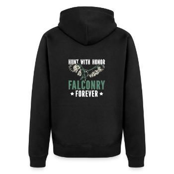 Hunt With Honor Falknerei Für Immer Falkenjäger - Unisex Premium Bio Zip Hoodie - Schwarz - Hinten - Nico (187cm)