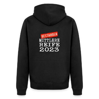 Realschulabschluss Mittlere Reife 2023 Realschule - Unisex Premium Bio Zip Hoodie - Schwarz - Hinten - Nico (187cm)