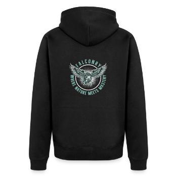 Falknerei Wo Natur Auf Meisterschaft Trifft - Unisex Premium Bio Zip Hoodie - Schwarz - Hinten - Nico (187cm)