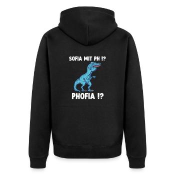 Sofia statt Sophia Shirt lustiges Trex Meme Überbi - Unisex Premium Bio Zip Hoodie - Schwarz - Hinten - Nico (187cm)