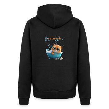 Funny Cat Motif Cat Pet Cat Lingerie - Unisex Premium Organic Zip Hoodie - black - Back - Nico (187cm)