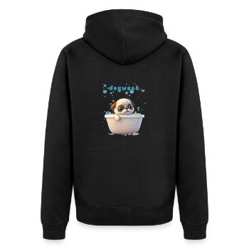 Lustiges Hunde Motiv Haustier Hunde Wäsche - Unisex Premium Bio Zip Hoodie - Schwarz - Hinten - Nico (187cm)