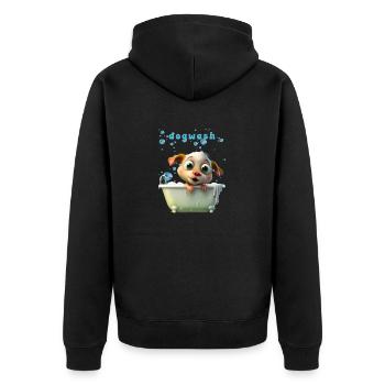 Lustiges Hunde Motiv Haustier Hunde Wäsche - Unisex Premium Bio Zip Hoodie - Schwarz - Hinten - Nico (187cm)