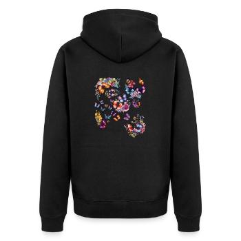 Butterflies Schmetterlinge Trendy Statement Design - Unisex Premium Bio Zip Hoodie - Schwarz - Hinten - Nico (187cm)