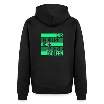 Golfspieler Golfer Golf - Unisex Premium Bio Zip Hoodie - Schwarz - Hinten - Nico (187cm)