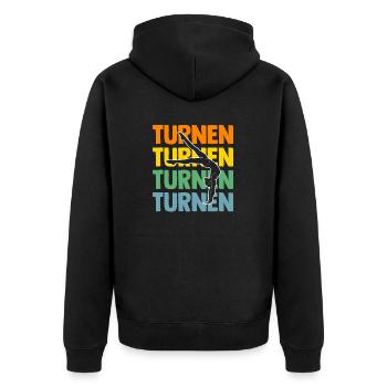 Turnen Gymnastik Turner - Unisex Premium Bio Zip Hoodie - Schwarz - Hinten - Nico (187cm)