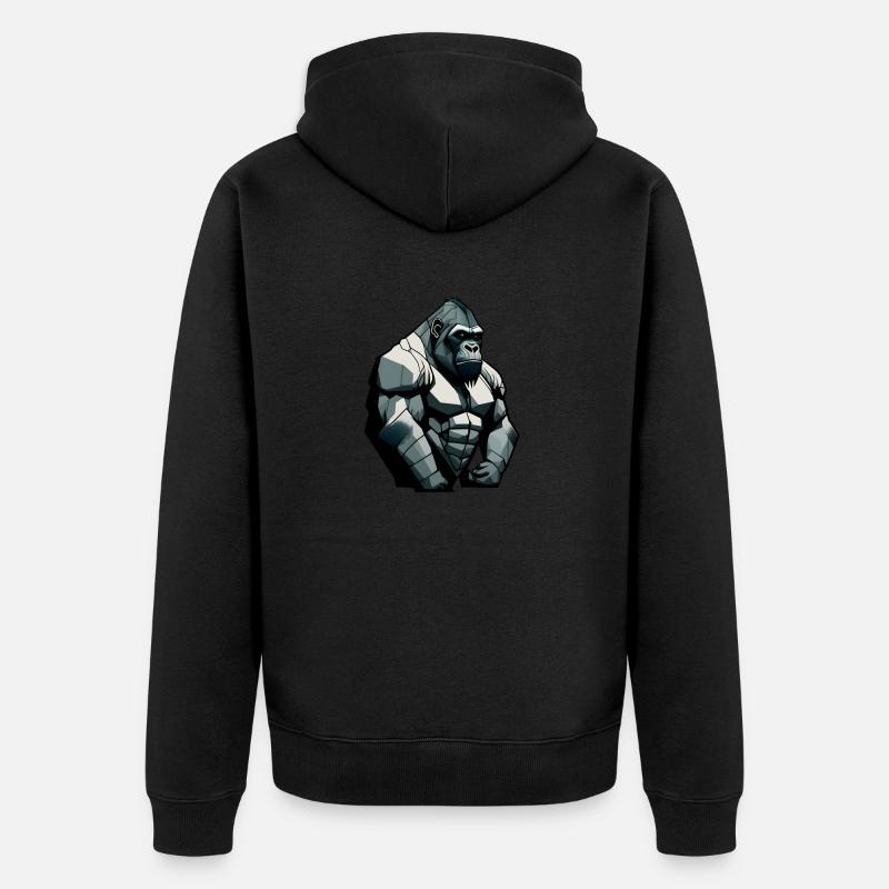 Gorilla mit einfachem Design - Unisex Premium Bio Zip Hoodie - Schwarz