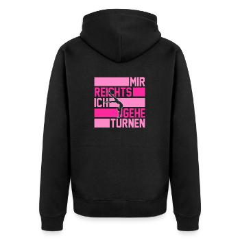 Turnen Gymnastik Turner - Unisex Premium Bio Zip Hoodie - Schwarz - Hinten - Nico (187cm)